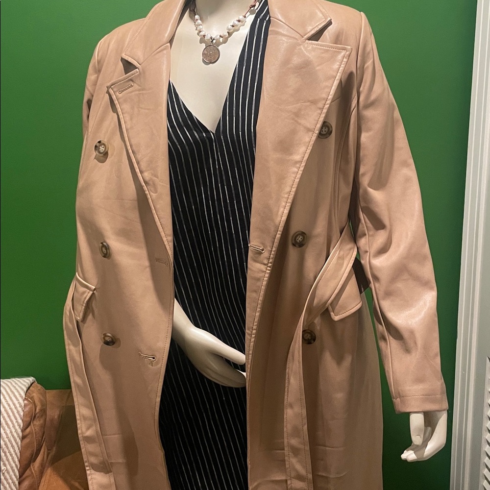 7 For All Mankind faux leather Trench Coat